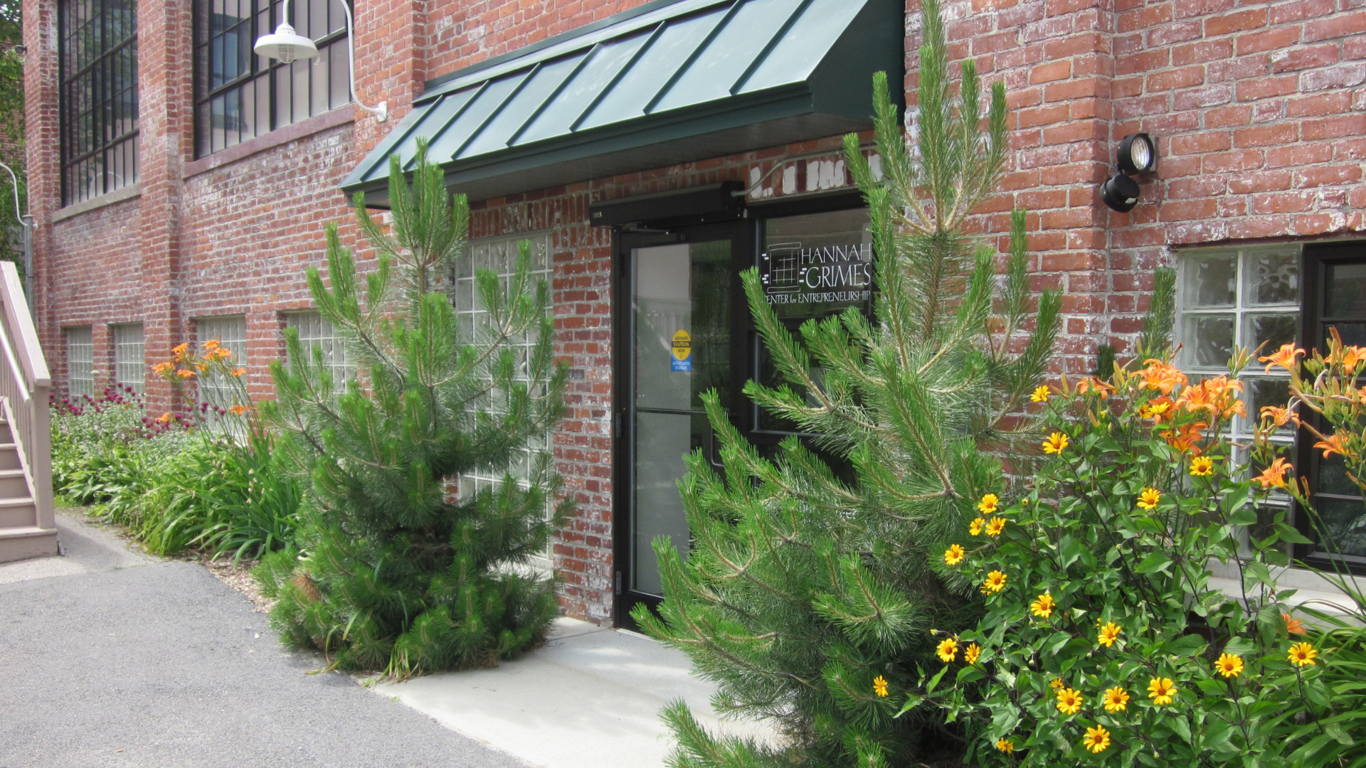 a doorway surrounded by greenery
